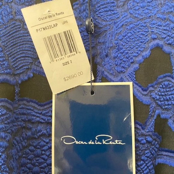 Ladies Dress Oscar de la Renta Royal blue with black. Size 2 - Picture 2 of 4
